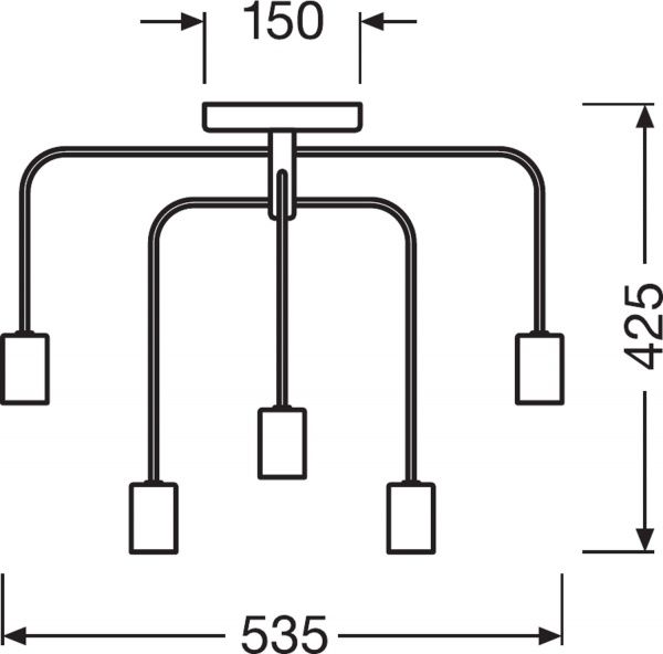 Люстра стельова Ledvance Vintage Pipe Bent 6x40 Вт E27 чорний 
