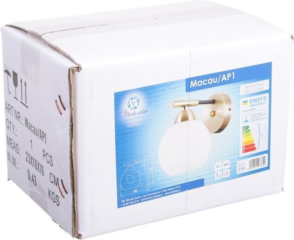 Бра Victoria Lighting 1x40 Вт E14 хром Macau/AP1
