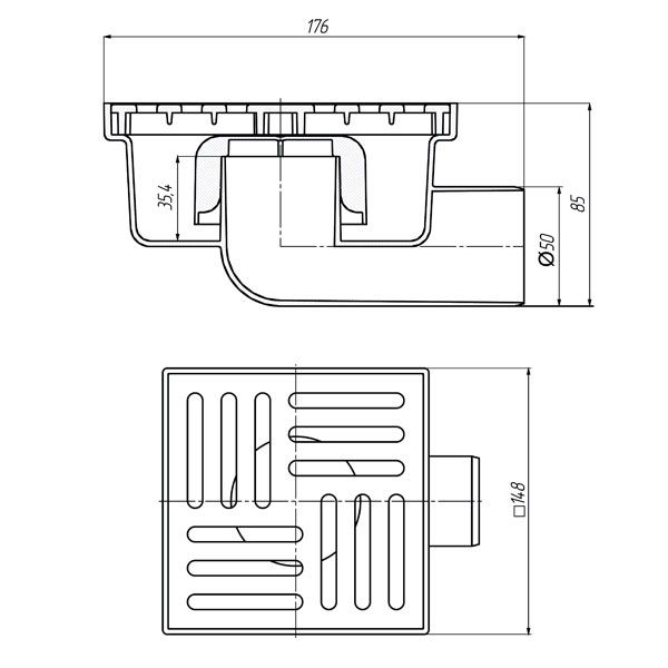 Трап Ani Plast TA5110 с горизонтальным выпуском 50 мм