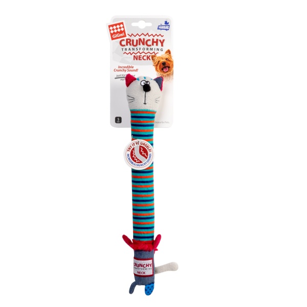 Игрушка для собак GiGwi Кот с хрустящей шеей и пищалкой Crunchy 28 см