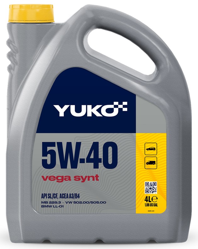 Моторна олива HC-гідрокрекінг YUKO Vega Synt 5W-40 4 л
