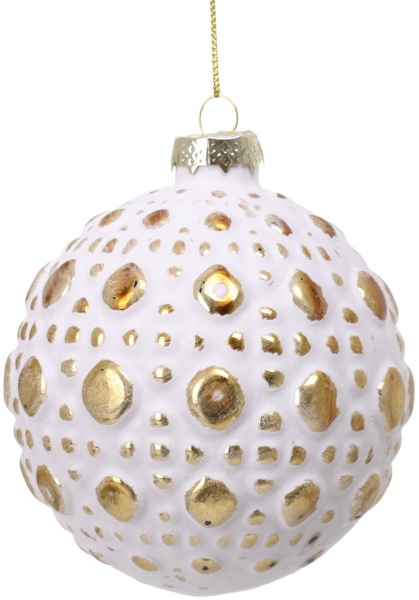 Ялинкова іграшка у формі кулі забілена скляна 10 см 10 мм білий ABT316440