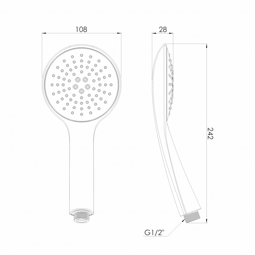 Ручний душ RJ 108 мм, 1 режим, блістер, хром