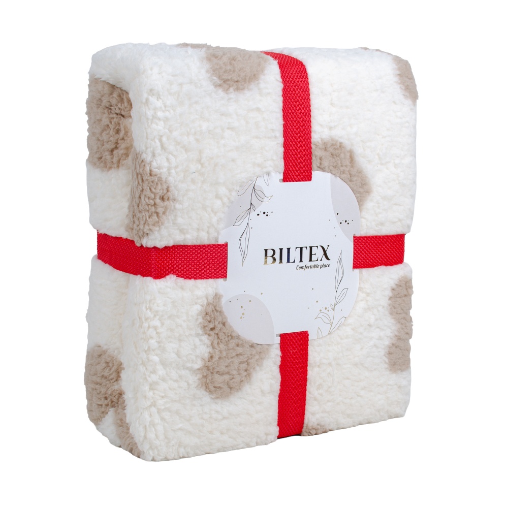 Плед флисовый LOVE Sherpa 200x220 см бежевый с белым La Nuit