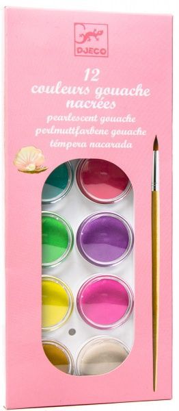Краски акварельные Djeco 12 цветов с перламутром