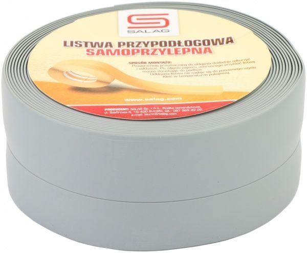 Плинтус самоклеющийся Salag серый 30х20х5000 мм 