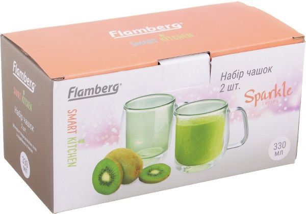 Набор чашек Sparkle Green 330 мл Flamberg Smart Kitchen