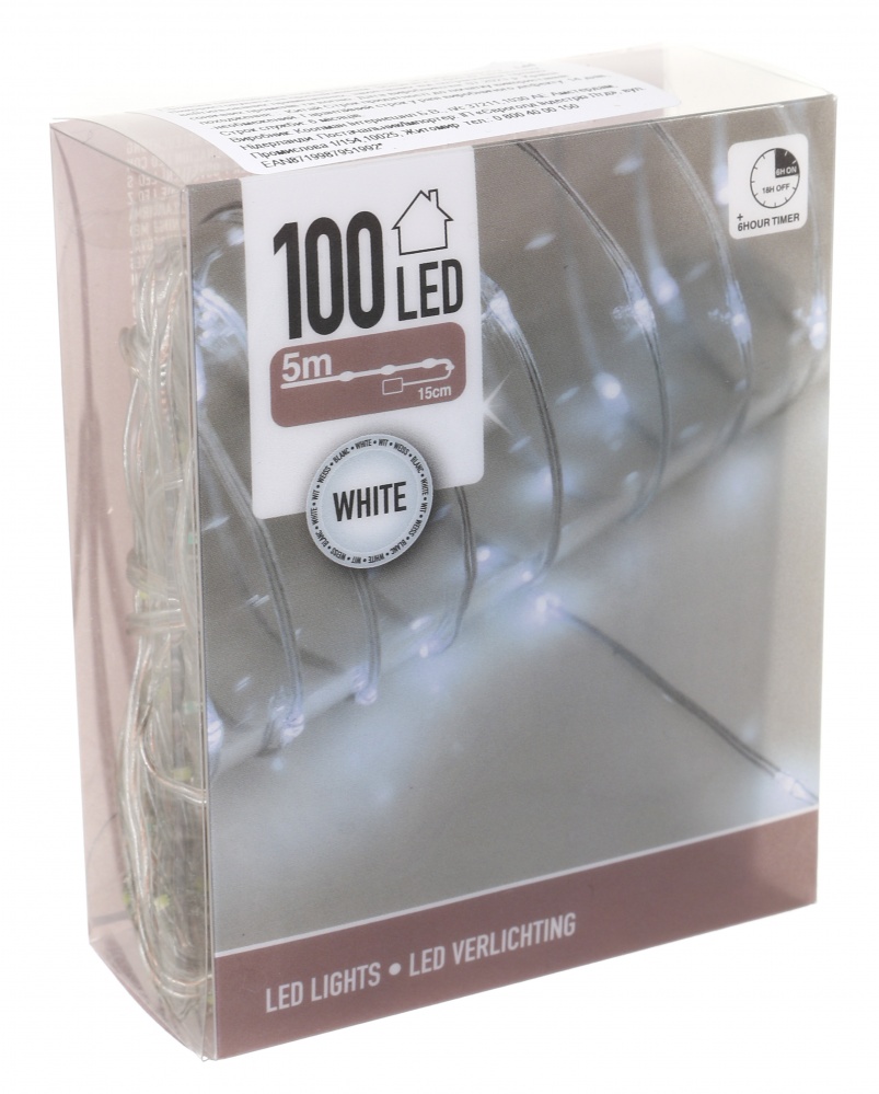 Гирлянда светодиодная с таймером белая встроенный светодиод (LED) 100 ламп (AX9645060)