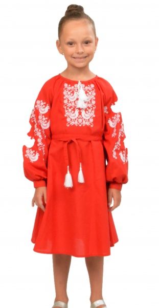 Платье Эдельвика 134 красный 166-19/00 