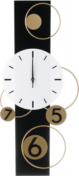 Часы настенные металлический 30 см черно-бело-золотой