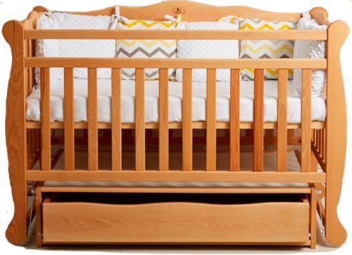 Кровать детская Гойдалка Наталі на подшипнике с ящиком орех