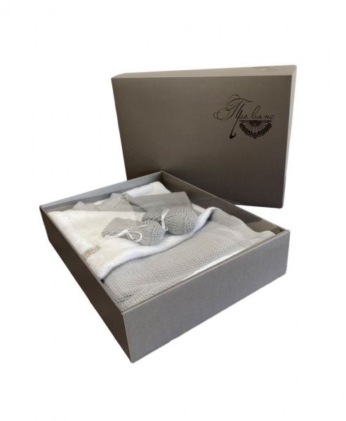 Чоловічок +плед+пінетки р.62 сірий 