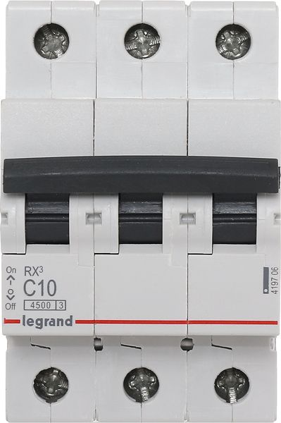 Автоматический выключатель Legrand RX3 4,5кА 10А 3Р C 419706