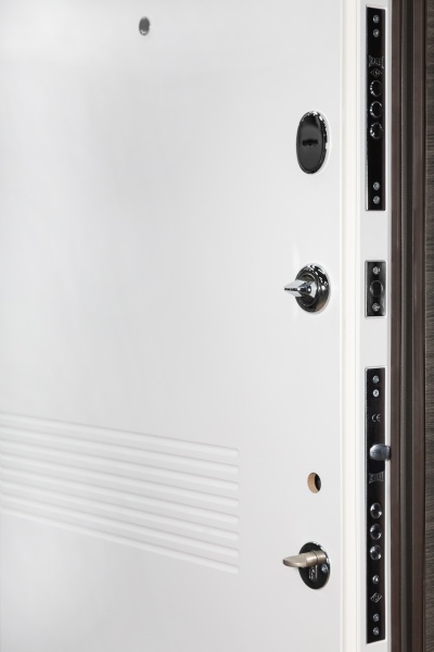 Дверь входная Revolut Doors В-83 модель 184 венге серый горизонт / белый 2050x950 мм правая