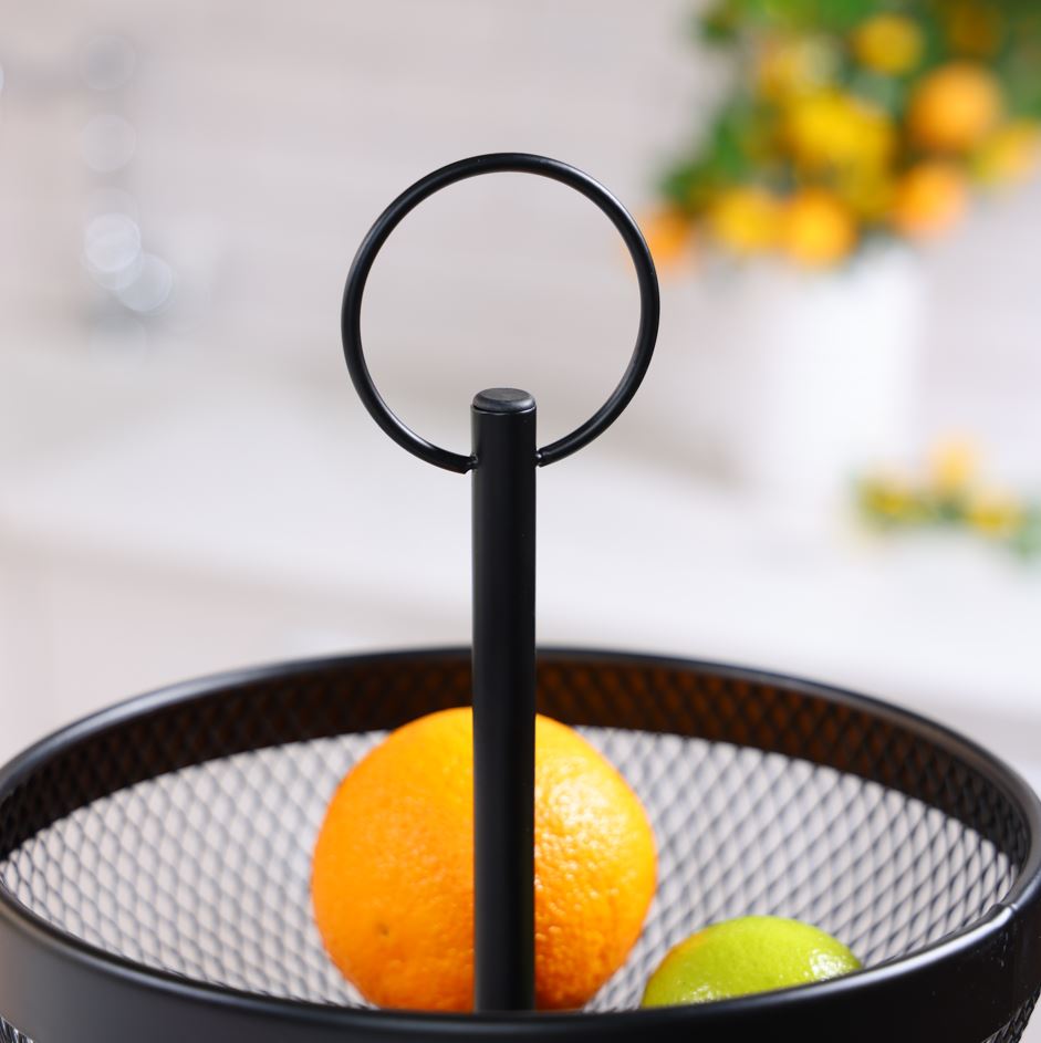 Корзинка для фруктов Flamberg Premium двойная Fernie 46х29,5 см черный металлическая