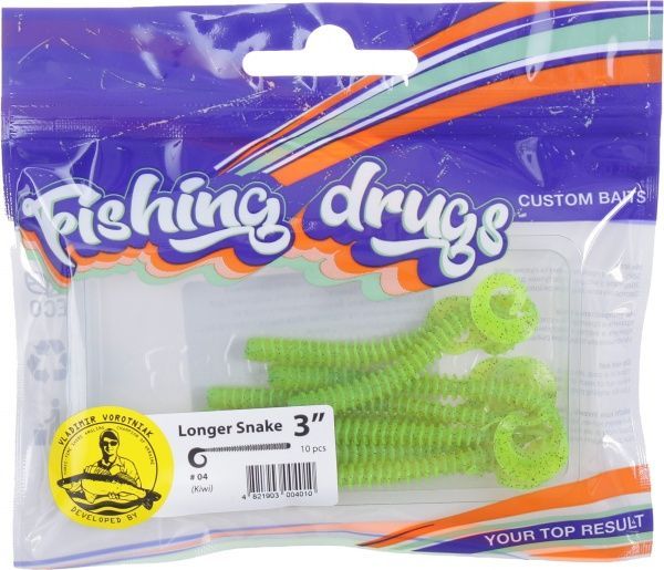 Приманки для ловли рыбы Лонгер Снейк 76 мм 10 шт. киви