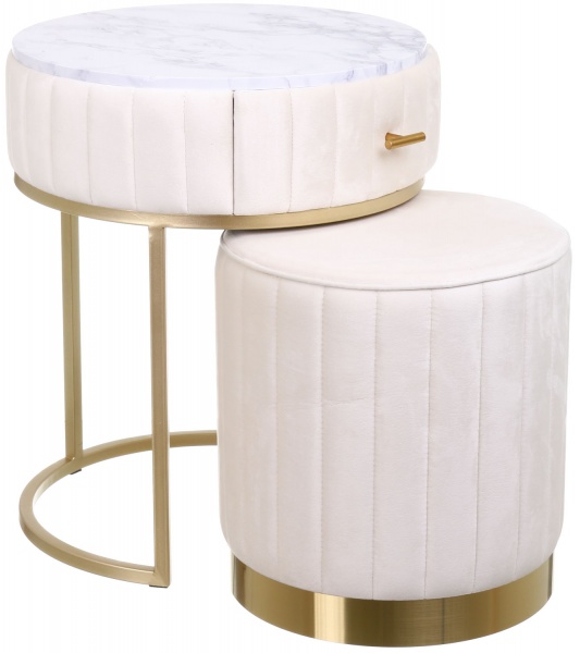 Набір декоративний Monaco 44,5х44,5х51 см/36х36х38 см білий/золотистий 