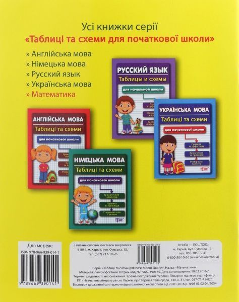 Книга Сергей Курганов «Таблиці та схеми для початкової школи. Математика» 978-966-939-016-5