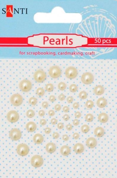 Декоративний елемент перлин самоклеючих колір шампанського, 50 шт 1 комплектів 50 шт. Santi