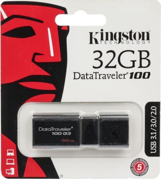 Флеш-пам'ять USB Kingston DataTraveler 100 G3 32 ГБ USB 3.0 (DT100G3/32GB)  