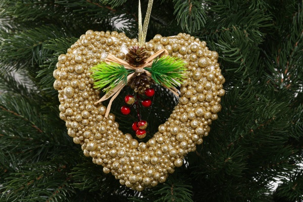 Декоративная подвеска Сердце с декором 15 см золотой HL21-30