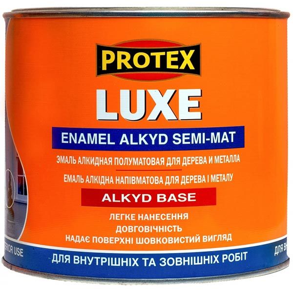 Эмаль Protex алкидная Luxe белый полумат 0,9кг