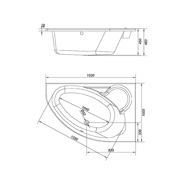 Ванна акрилова Cersanit Kaliope R 153x100