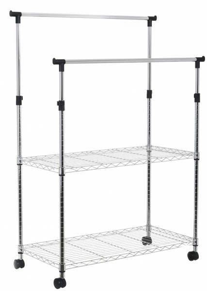 Тримач для одягу PROзапас 960х460х1060 (1800) мм подвійний хромований з полицями хром