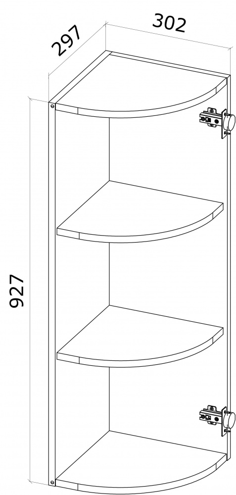 Шкаф верхний Грейд Оптимум радиусная 302x930x297 мм серый графит