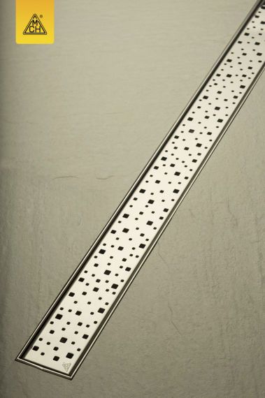 Душевой канал MCH 850 мм с решеткой Квадраты, нержавеющая сталь CH-850 S