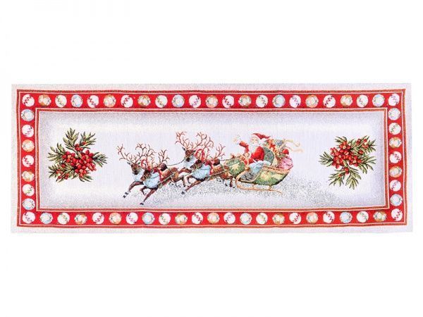 Дорожка (раннер) гобеленовая новогодняя с люрексом 40x100 см красный 