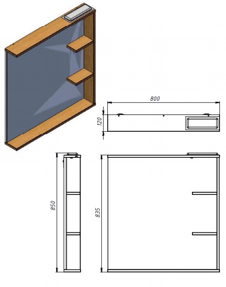 Зеркало настенное ЮВЕНТА Brooklyn - 80 черный 
