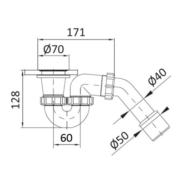 Сифон для душевого поддона Imprese SSP050128050 трубный 70 мм