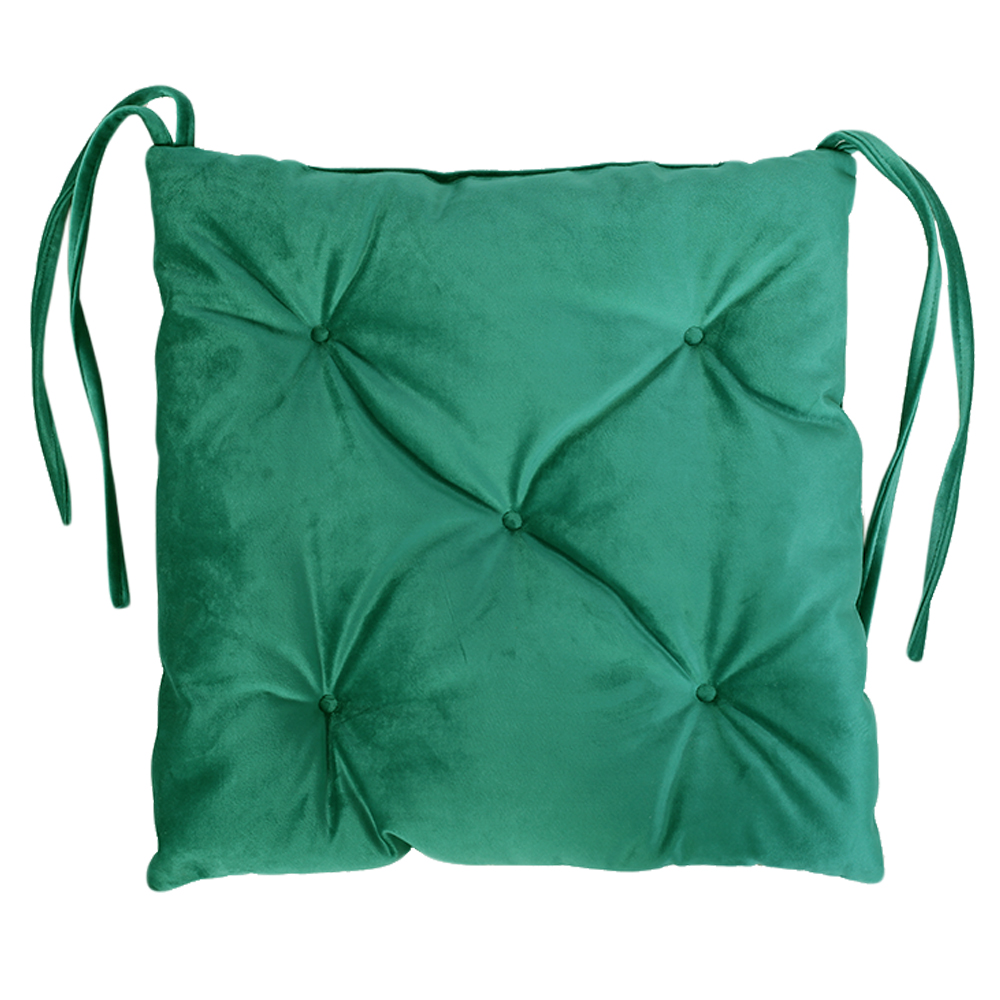 Подушка на стул стебаная 5 закрепок с завязками морская волна Beatrice 34