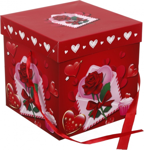 Коробка складная Цветы/сердца 20x20x20 см (EBXM9850)