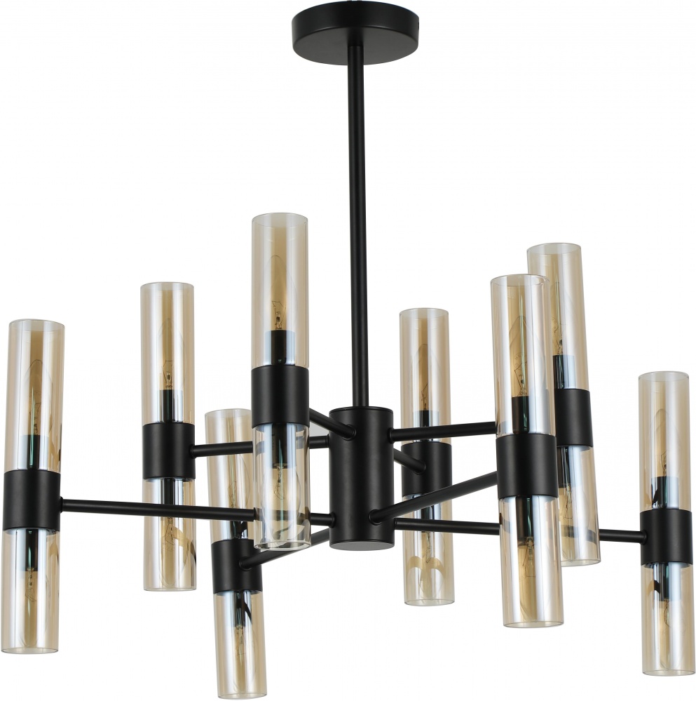 Люстра подвесная Sensio Borealis 16x40 Вт E14 черный/амбер ALG-74783/8+8