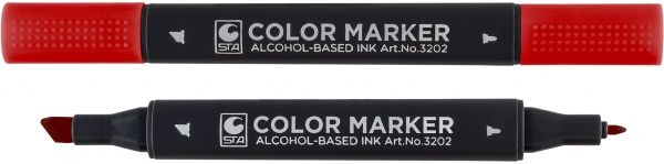 Маркер художественный STA 3202 двусторонний 0.7 / 1-7 мм STA3202-15 красная герань 