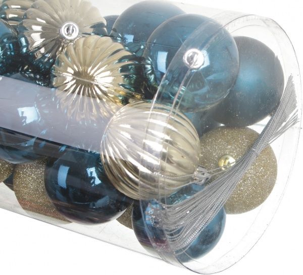 Набор елочных шаров пластиковых серебряно-синий d60 мм 50 шт./уп. 