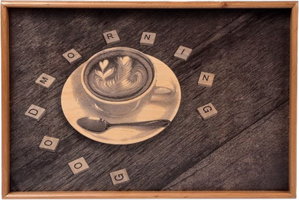 Таця на складаних ніжках міні Кава, доброго ранку 38,5x26x4 см