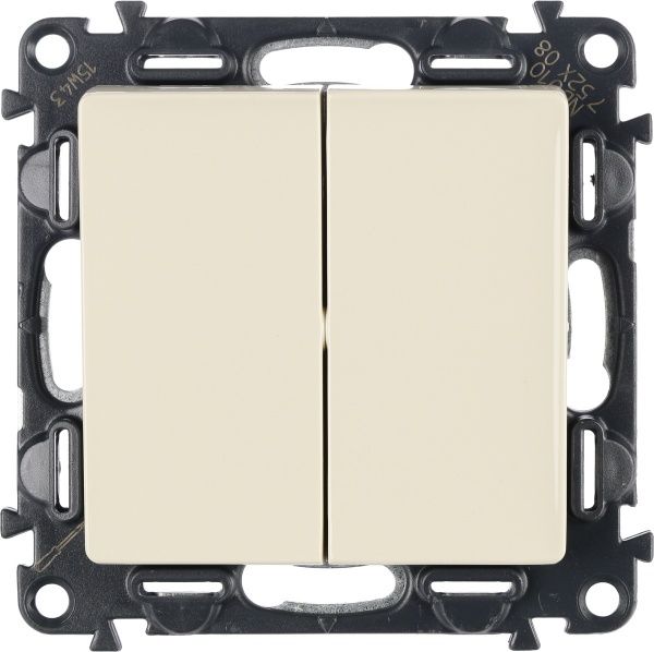 Выключатель проходной двухклавишный Legrand Life без подсветки 10 А 250В кремовый 752508