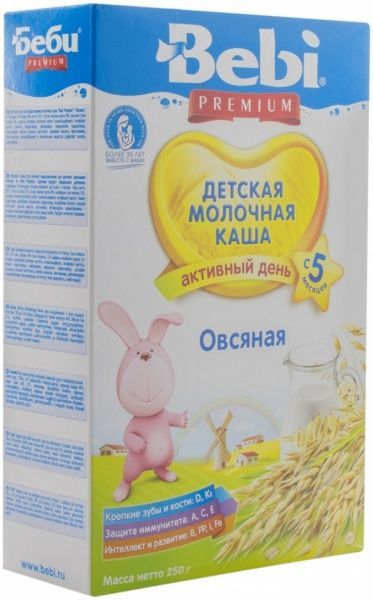 Каша молочна Bebi від 5 місяців вівсяна 3838600076319 250 г 
