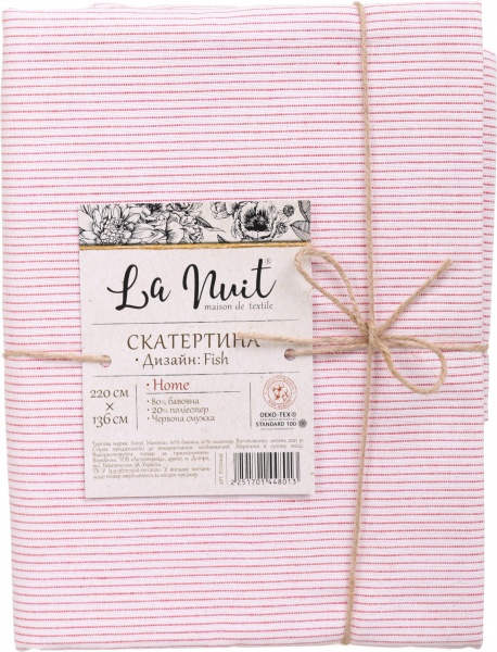 Скатерть Fish красная полоска 136x220 см красный La Nuit 