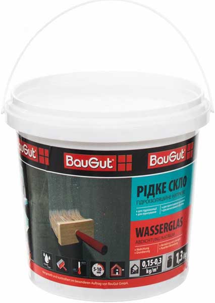 Рідке скло гідроізоляційне натрієве BauGut 1,3 кг