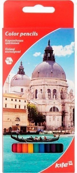 Олівці кольорові двосторонні 12 шт міста KITE