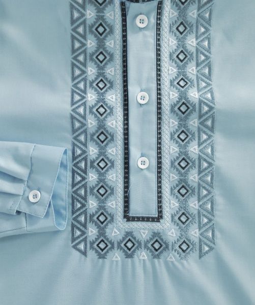 Вышиванка для мальчиков Эдельвика 205-20/00 с серой вышивкой р.128 голубой 