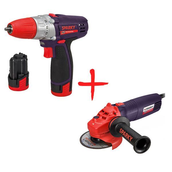 Шуруповерт Sparky BR2 10.8Li + кутова шліфмашина Sparky M 750E