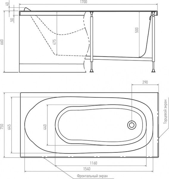 Ванна акрилова Alex Baitler Nemi 170x75 