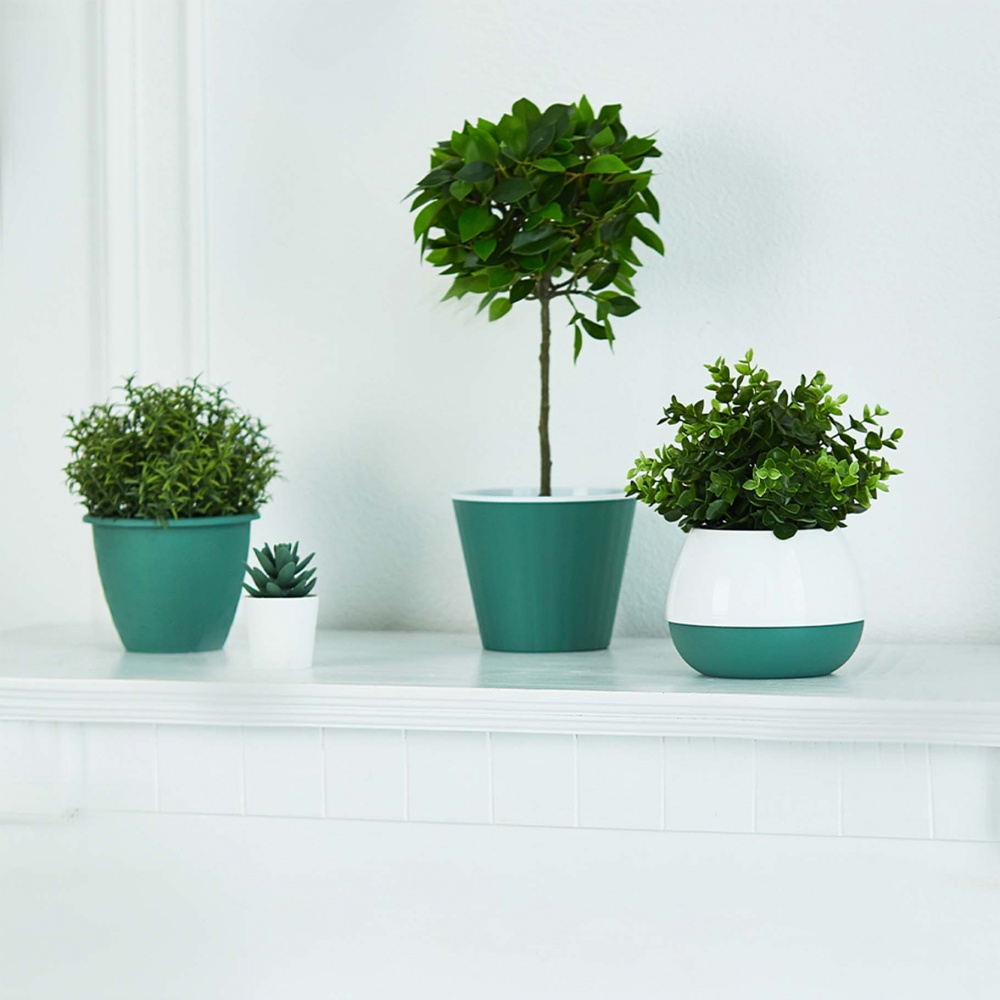 Вазон Ібіс 15,7х13,0 см круглий зелений/білий 1,7 л Алеана