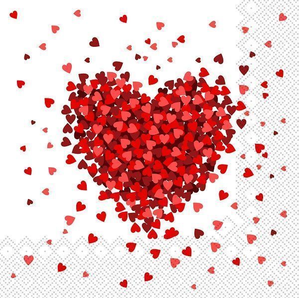 Салфетки столовые Silken Миллион сердец 33х33 см белый с красным 18 шт.