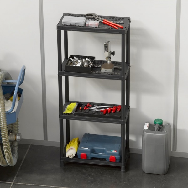 Стелаж пластиковий Toomax 4 полиці 63-4 1380x300x600 мм чорний (142-TOOMAX) 